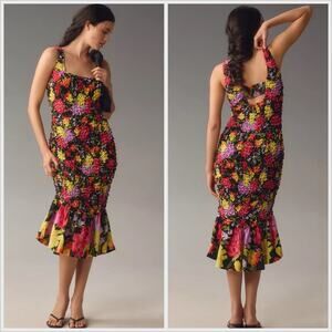 Mara Hoffman Style Anthropologie NWT Pebble‎ Smocked Dress // Size L / XL